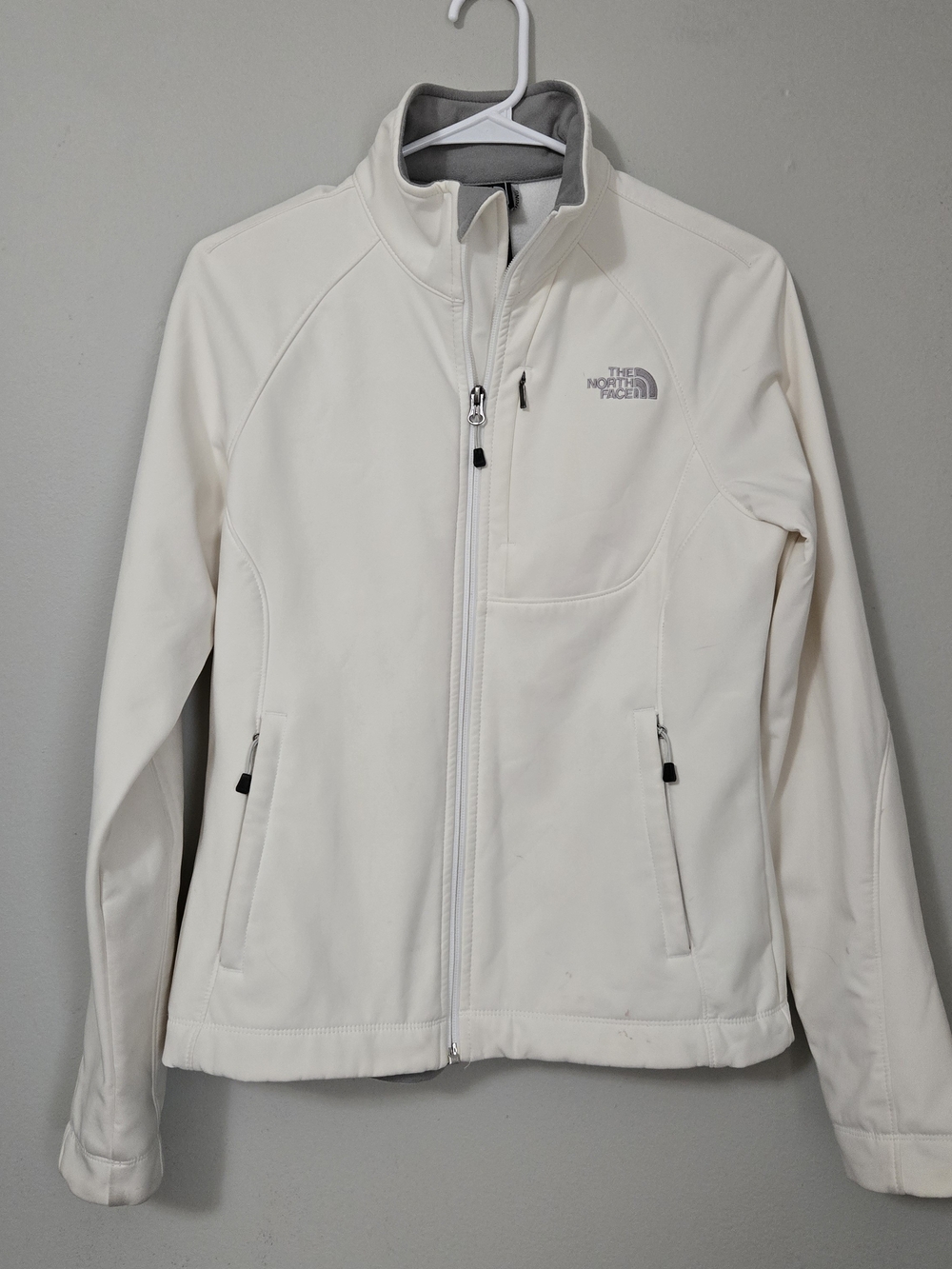 The North Face Cream Soft-Shell Jacket with Gray Accents